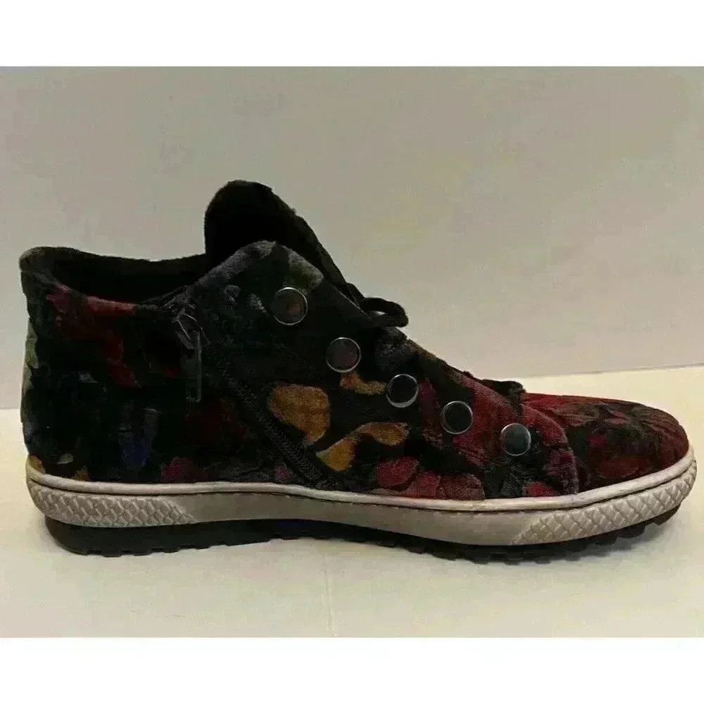 Midnight Floral Velvet High Top Sneakers ✨ Dark Romance Whimsigoth - Picture 6 of 8